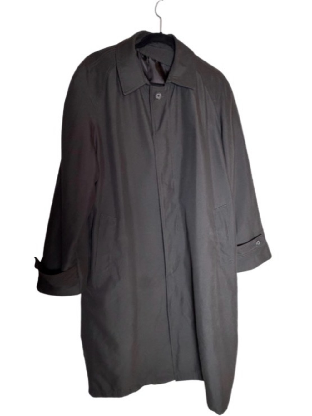 Ralph Lauren Men’s Black Long Raincoat Overcoat Zip- Wool Liner , no belt